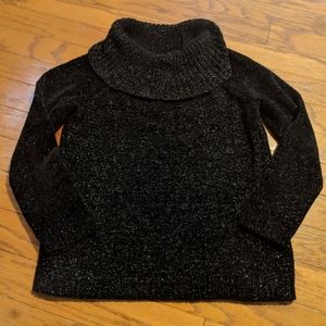 INC - Black and silver cowl neck / turtleneck fuzzy sweater - large